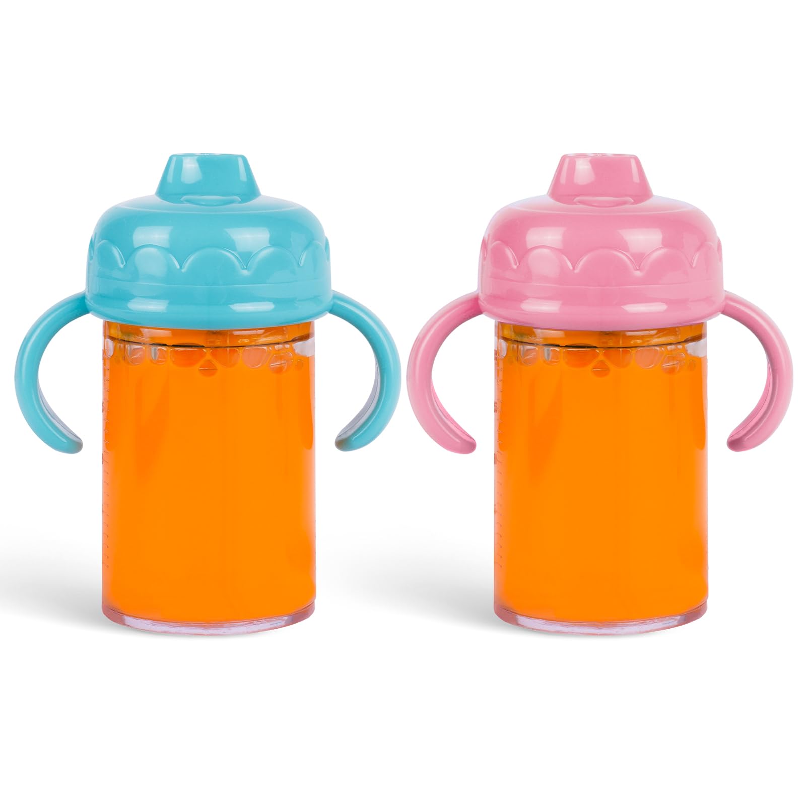 Aolso Magic Baby Doll Milk Bottle, 2 Pcs Magic Milk Bottles, Baby Doll Feeding Set, Easy for Small Hands, Gift for Boy and Girl（Pink-Blue）