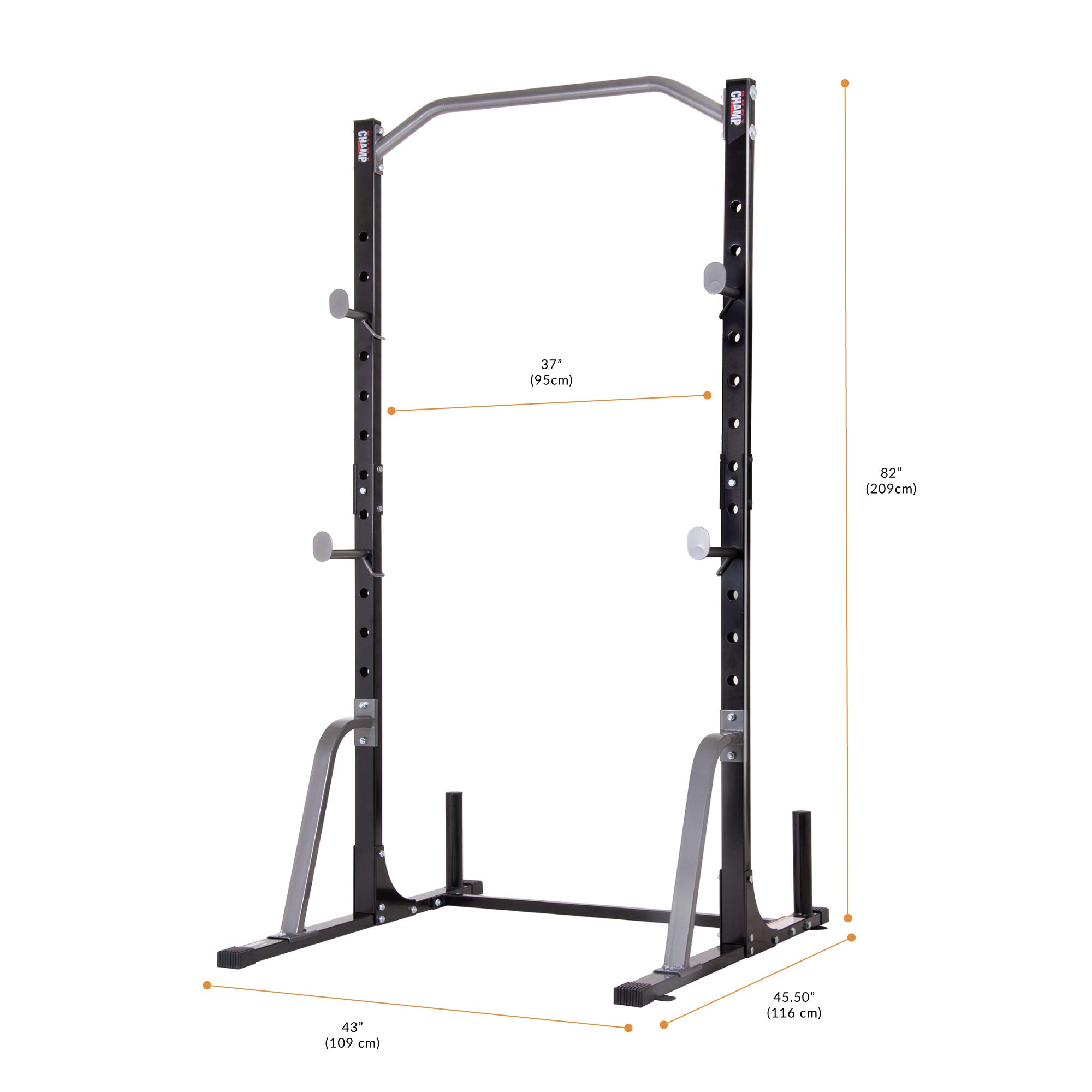 Body Flex Sports Body Champ Power Rack System, Weight and Bar Holder for Home Fitness Equipment, black/Gray