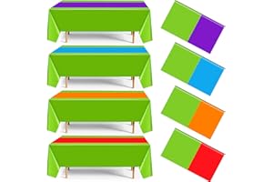 Dunzoom 4 Pack Cartoon Turtle Plastic Tablecloth 54 x 108 Inches Green Purple Red Orange Blue Cover Disposable Rectangle Table Runner for Birthday Party Outdoor Picnic Camping