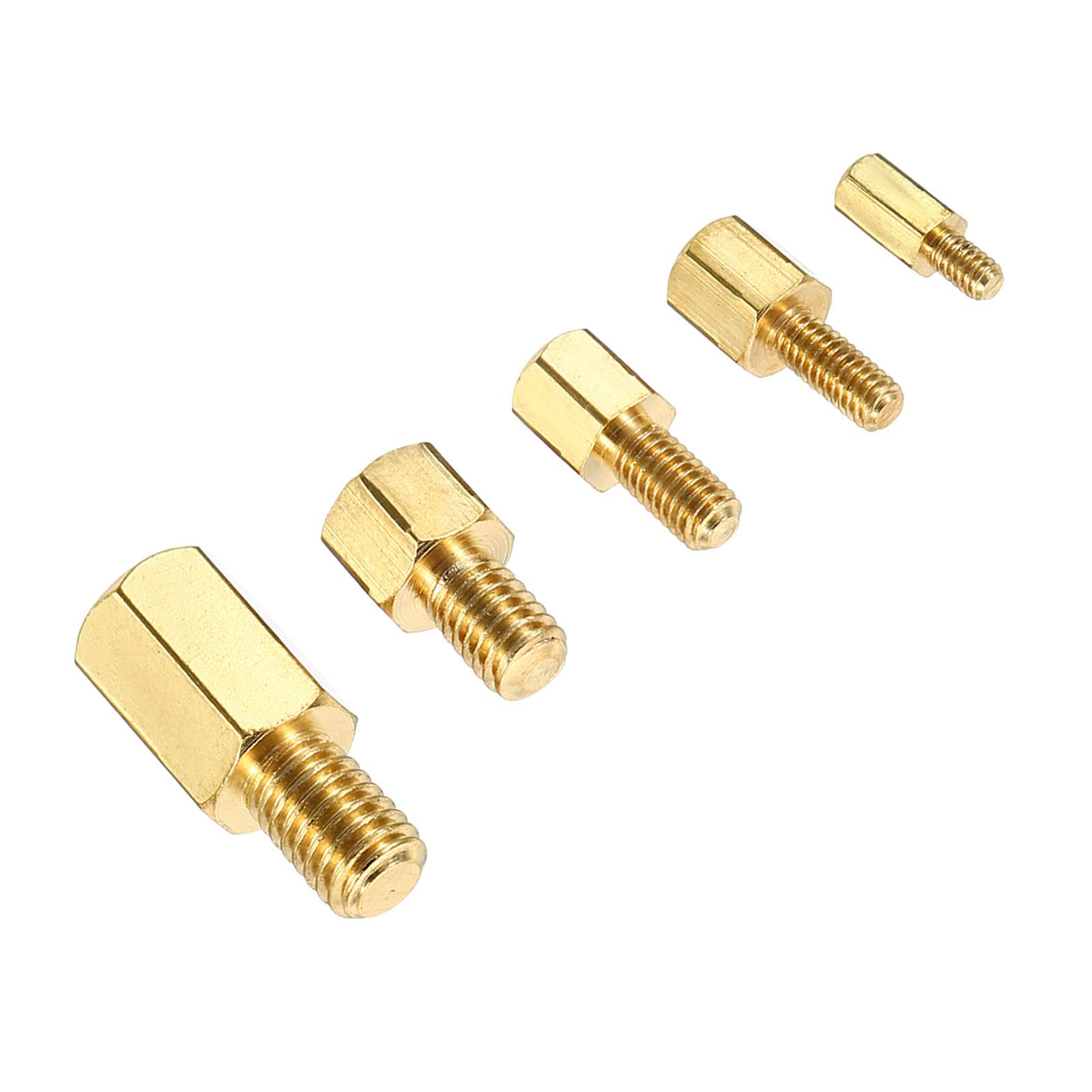 PATIKIL M2 M2.5 M3 M4 M5 Standoff Screws 50 Pack Brass Hex PCB Standoffs for Motherboards, Computer Cases, Circuit Boards, Electronics, Gold Tone