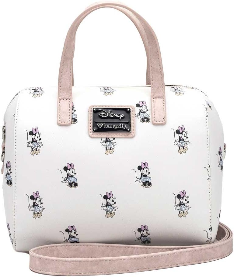Disney Minnie Mouse Print Cream Small Satchel Handbag by Loungefly