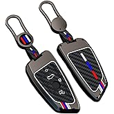 Bradegeve Carbon Fiber Key Fob Cover Case Metal Shell Cover Compatible for BMW 5 6 7 Series X1 X2 X3 X5 X6 X7 (Gunmetal