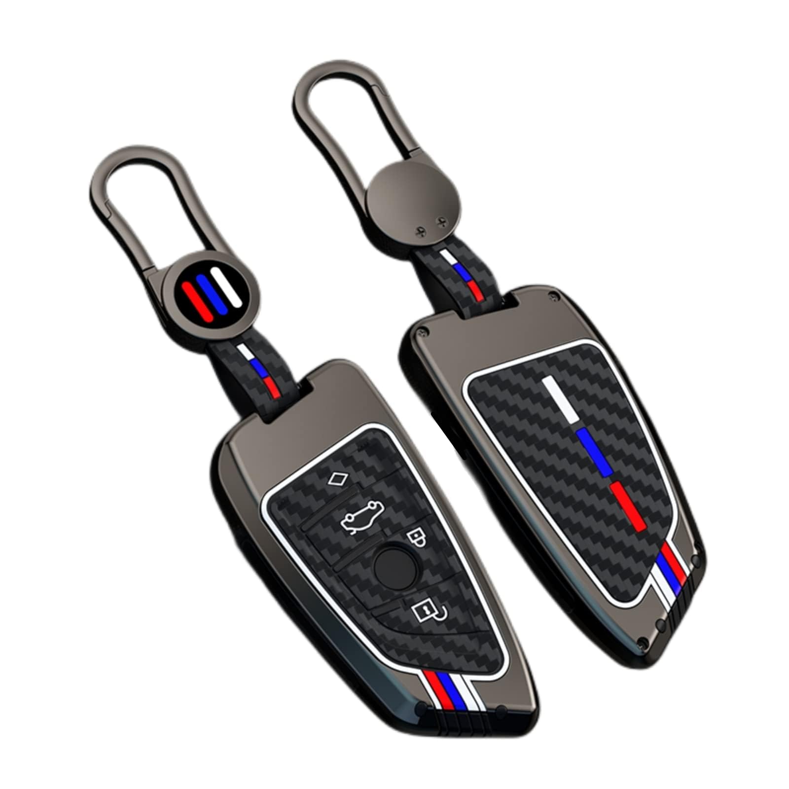 Photo 1 of Bradegeve Carbon Fiber Key Fob Cover Case Metal Shell Cover Compatible for BMW 5 6 7 Series X1 X2 X3 X5 X6 X7 (Gunmetal