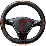 ISTN Microfiber Leather Car Steering Wheel Cover 15 Inch D Shape Black Orange view 6