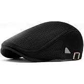 PTDTSHOU Mens Mesh Newsboy Hat Breathable Summer Flat Cap Beret Gatsby Ivy Driving Hat Adjustable Golf Cap