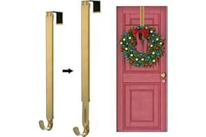 Larchio Wreath Hanger for Front Door, Adjustable Wreath Door Hanger Gold Wreath Holder Over The Door Hooks from 15-25inch for Christmas Wreath Decor
