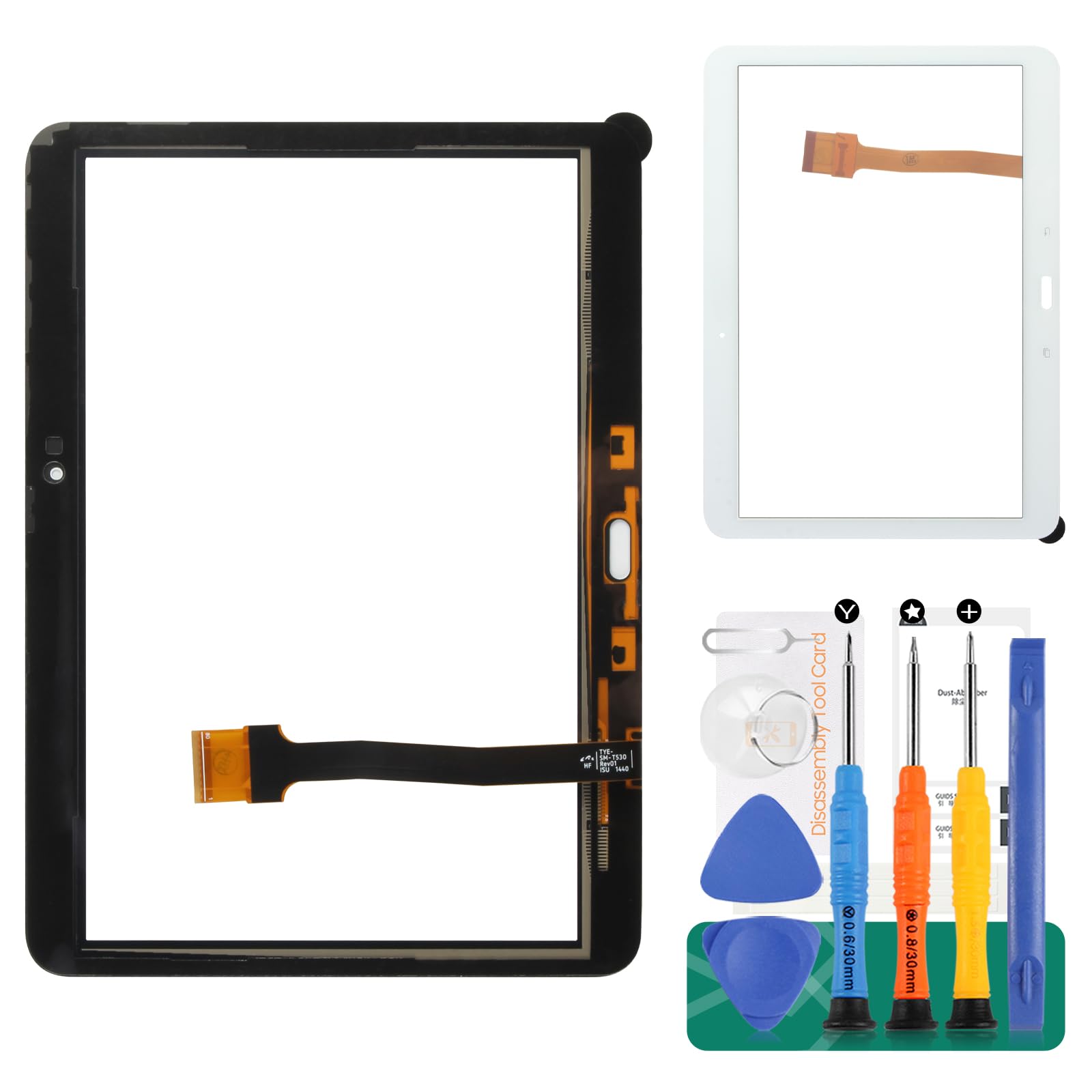 SRJTEK For Samsung Galaxy Tab 4 10.1 Replacement Glass Panel Digitizer Touch Screen SM-T530 T531 with Pre-Installed + Tool Kits (Black)