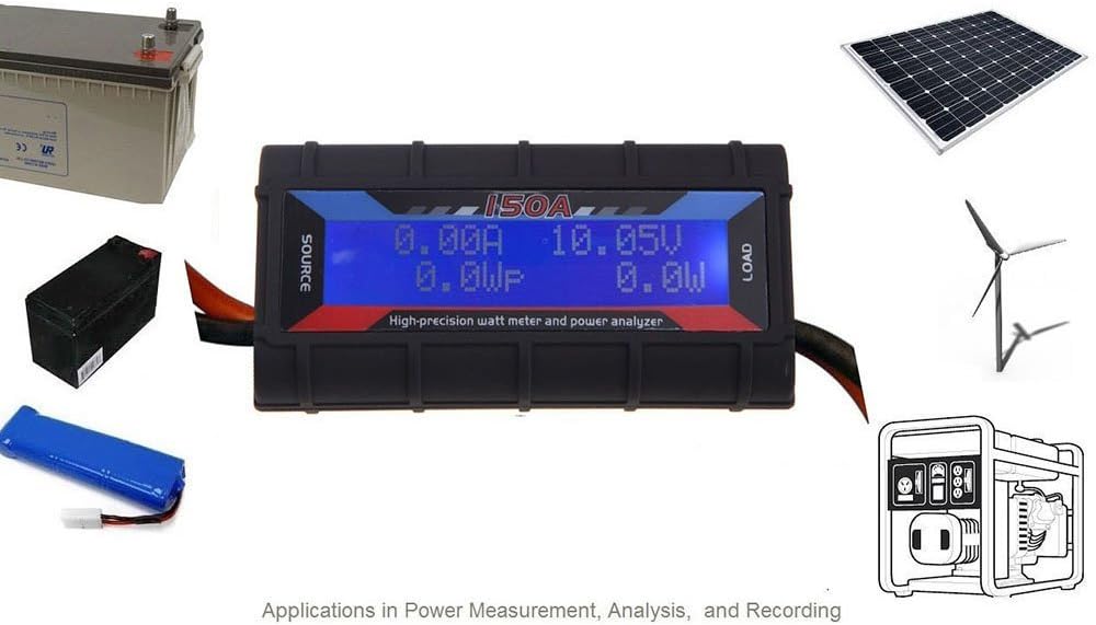 RGBZONE 150 Amps Power Analyzer, High Precision RC with Digital LCD Screen for RC, Battery, Solar, Wind Power: Home Improvement