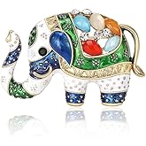 Elephant Brooch Pins for Women, Lucky Elephant Brooch Pin, Cute Elephant Animal Brooch Lapel Pin, Bohemian Colorful Elephant Brooches Pins for Women Hat Bag Suit Dress Accessories