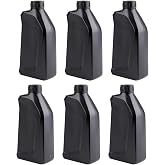 Hacaroa 6 Pack Plastic Engine Oil Jugs with Lid, 34 Oz Motor Oil Bottle Storage Container, Black Empty HDPE Bottle Jug for Bleach, Detergent, Lubricant, Automotive Fluids