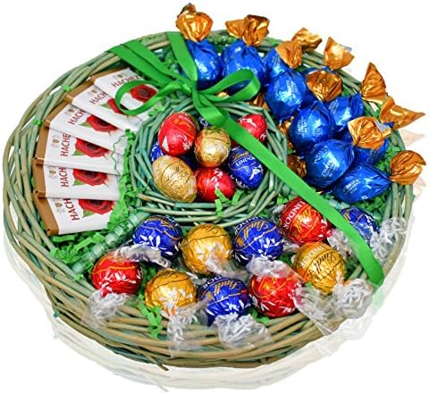 Easter Chocolate and Candy Mix Gift Tray Basket - 38 COUNT - Easter Lindt Chocolate Eggs, Truffles, Godiva Variety Pack - Easter Gifts for Family, Friends, Kids, Coworkers
