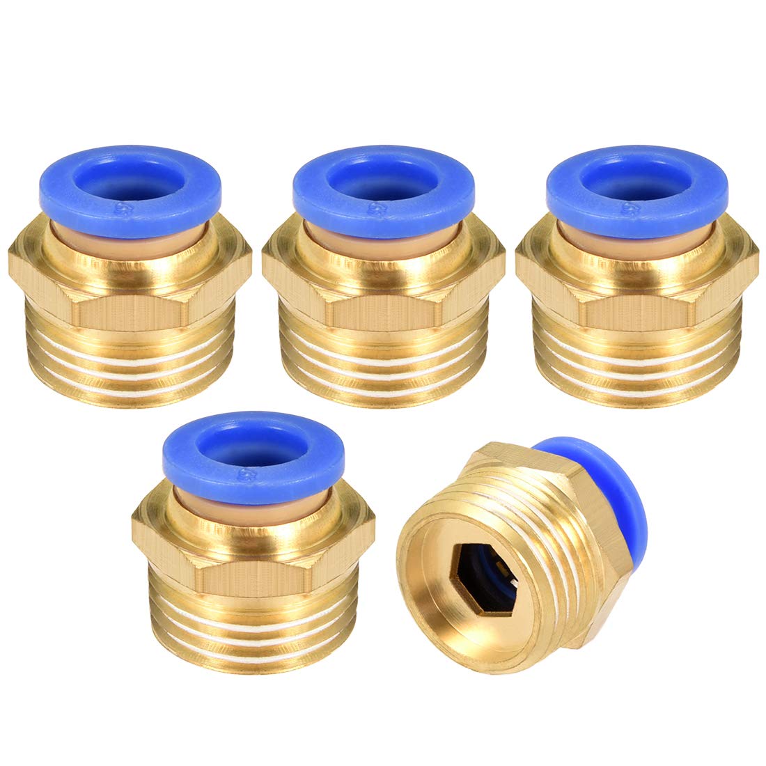 sourcing map Straight Pneumatic Push to Quick Connect Fittings G3/8 Male x 8mm Tube OD 5pcs