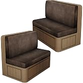 Leather Look RV Dinette Cushion Covers, Stretch Camper Cushion Slipcovers for Travel Trailer Couch RV Booth Seat, Replacement Camper Sofa Chair Protector (2 Backrest Cover &amp; 2 Bench Cover,Brown)