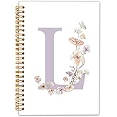 Locomiss Initial Letter L Notebook, Monogrammed Gifts for Women, Custom Notebook Journals for Writing, Cute Personalized Notepads Journals for Women Floral Hardcover Spiral Notebooks 5.5x8.3