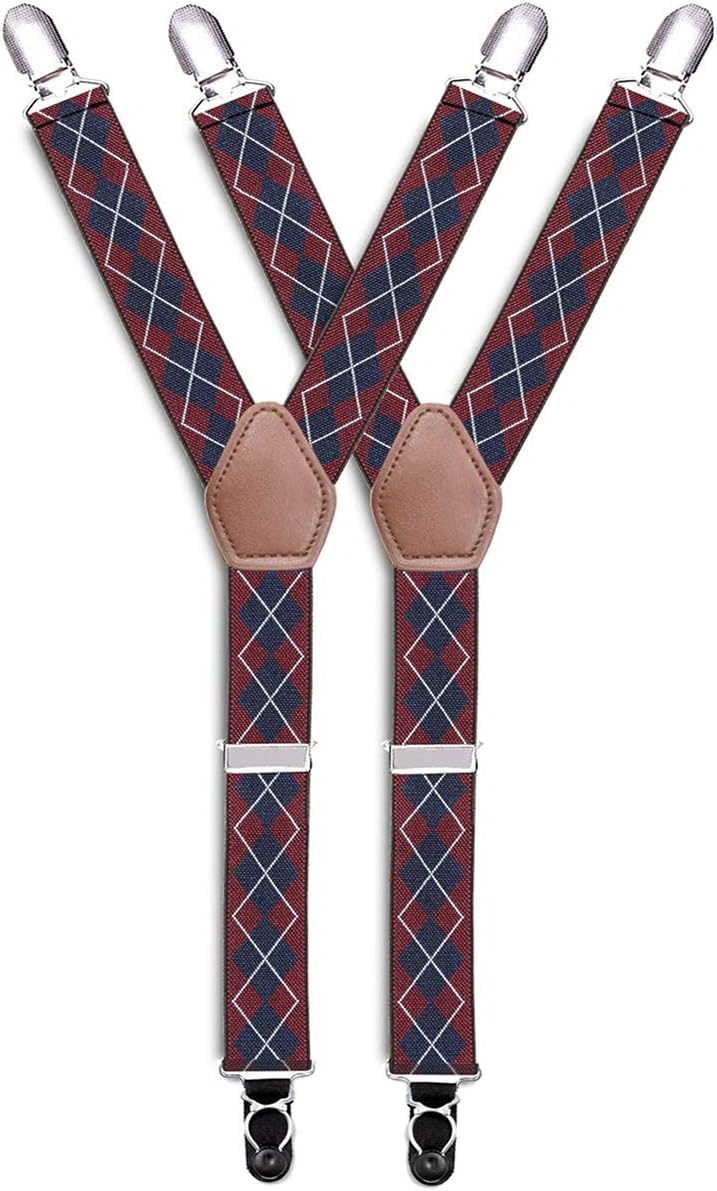 1 Pair Premium Y Shape Shirt Stays Dress Shirt Garters With Non-Slip Locking Clamps And Adjustable Straps, Argyle