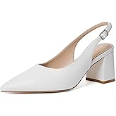 Mostrin Block Slingback Heels for Women Pointed Closed Toe Chunky Heels Office Work Shoes Women's Pumps for Business Casual