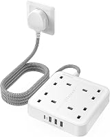 LENCENT 8-in-1 Extension Lead 4 Outlets USB-C 3 USB 1.8m Braided Cord view 1