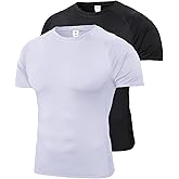 OVIYEGAIN 2 or 3 Pack Men's Cool Dry Compression Shirts Short Sleeve Sports Athletic Workout Base Layer Undershirt Tops