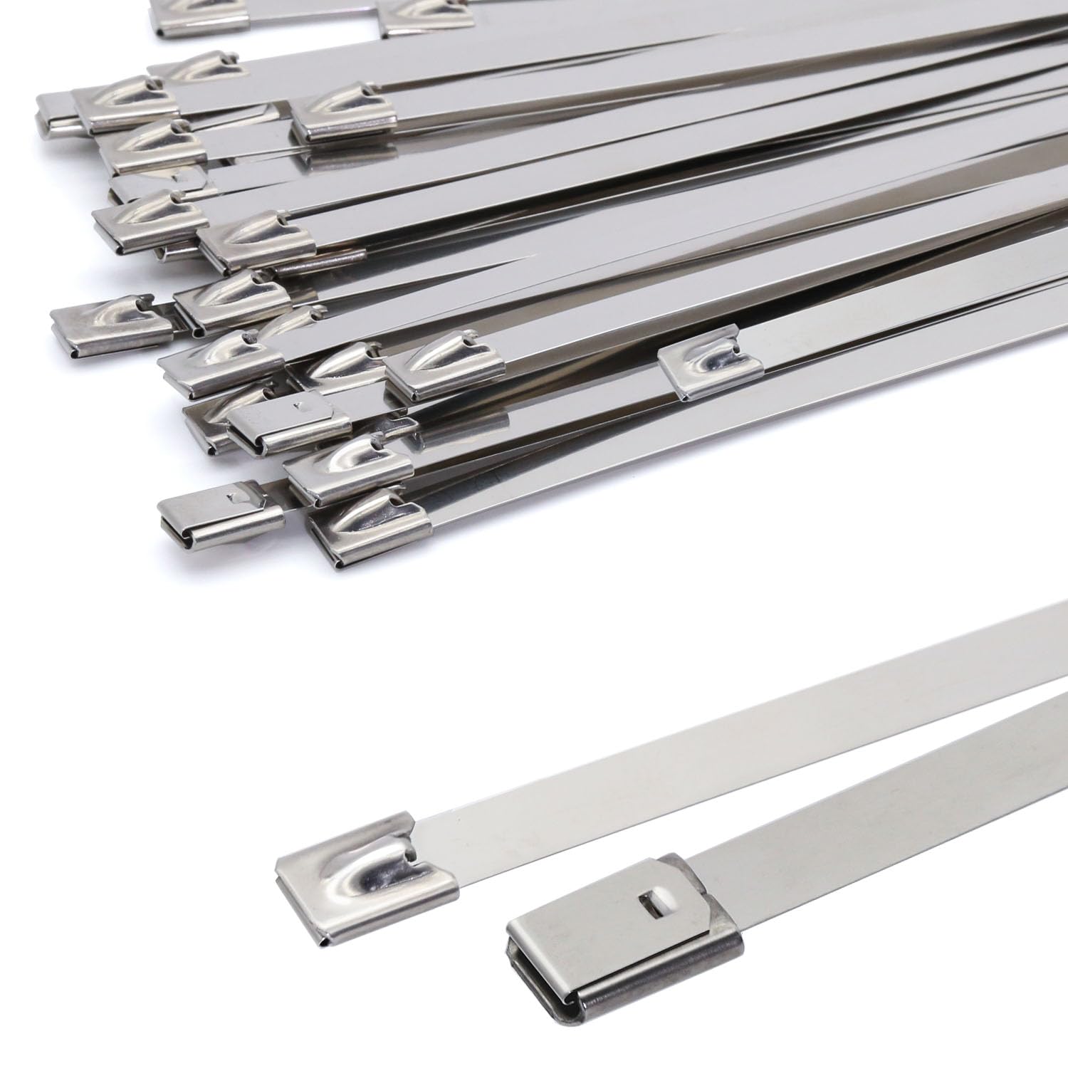Metal Zip Ties 0.3 * 12" (7.9 x 300mm), MgcTolBox Stainless Steel Cable Ties, Silver Zip Ties Heavy Duty - Self-Locking-Tensile Strength 265LB (120kg) 30pcs — image 1