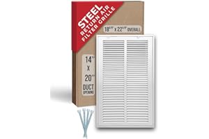 Fits 14x20 Duct Opening | Steel Return Air Filter Grille by Handua [Removable Door] for 1-inch Filters | Vent Cover Grill | White | HVAC Cold Air Intake Grille | Outer Dimensions: 16 5/8"W X 22 5/8"H