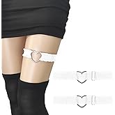 UPIQNG 2 Pcs Adjustable Heart Shaped Garter Belts, Non-Slip Elastic Thigh Garters for Women, Lace Design Perfect for Parties