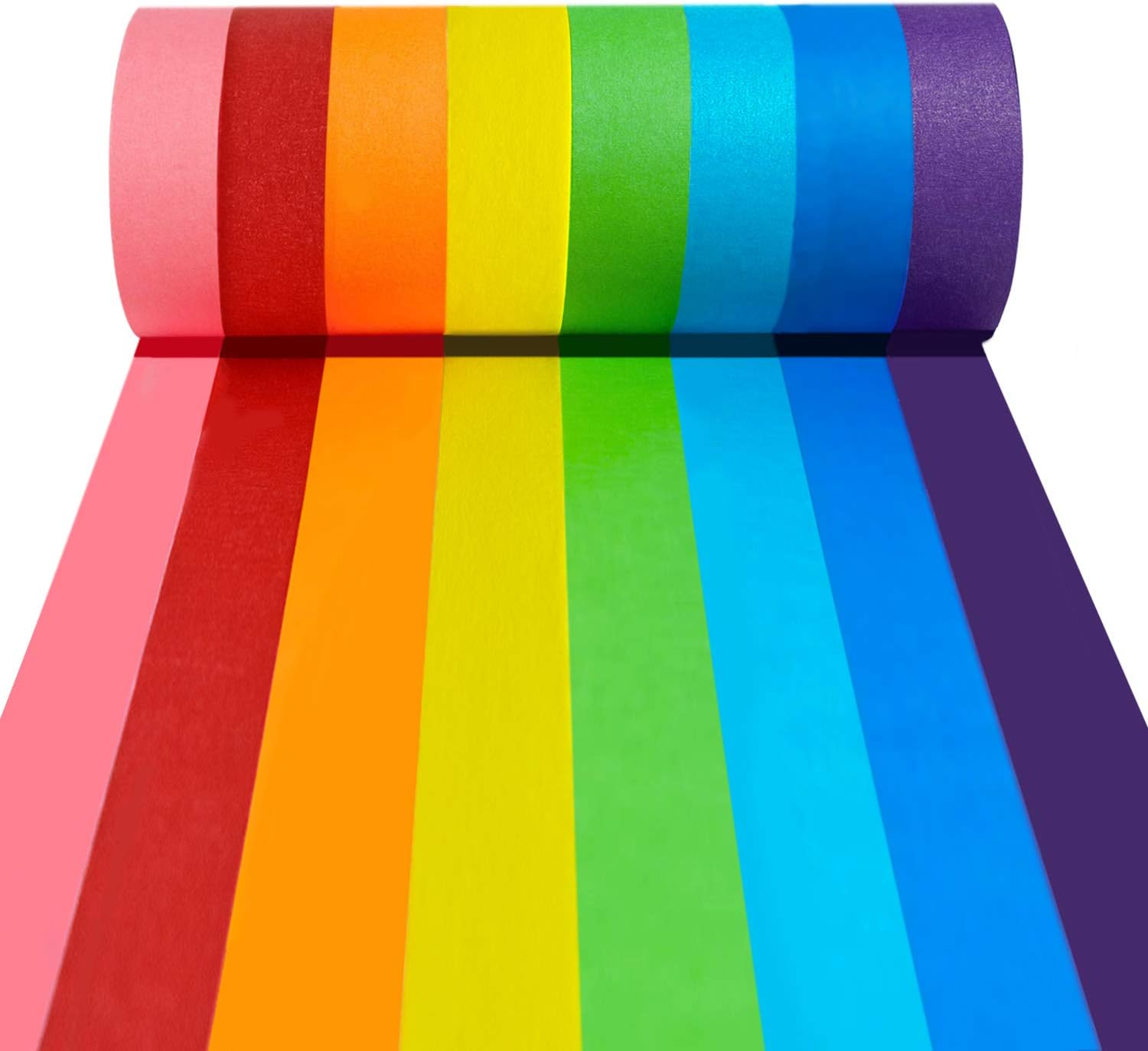 HomKit 8 Pack Colored Masking Tape- Colorful Craft Tape, Self-Adhesive Colored Painters Tape for Arts Crafts, DIY Projects, Home & School Art Supplies(1Inch×16.4 Yard,8 Different Color)