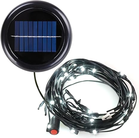 Ampersand Shops 8 Ft 9 Ft 8 Rib Outdoor Patio Umbrella Solar Powered Led String Lights Cool White Amazon Com
