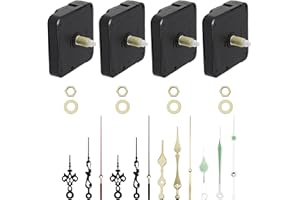 Hoypeyfiy Clock Mechanisms Kit 4 Quartz Clock Movement 4 Sets Clock Hands Kit for Silent Long Spindle Quartz Clock, Wall Cloc