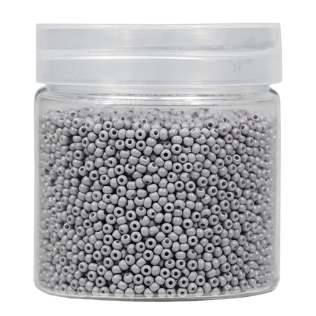 Bala&Fillic Size 2mm Round Seed Beads 10000pcs/110 Grams in Box 12/0 Grey Small Craft Seed Beads for Making Jewelry Earring Bracelets Necklace (Grey)