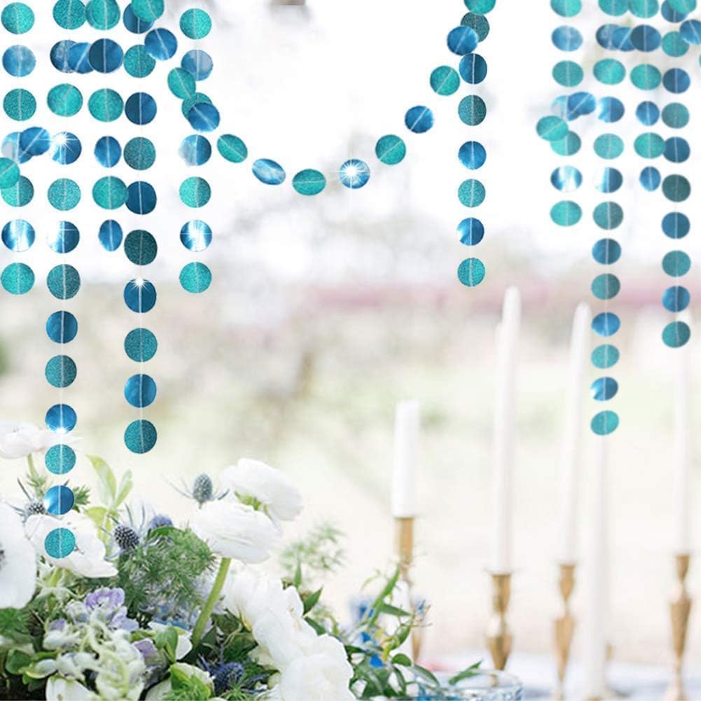 Cheerland Teal Wedding Party Decoration Emerald Twinkle Little Star Party Garlands Glitter Full Moon Streamer Banner for Birthday Wedding Receiption Baby Shower Sweet 16 Bachelorette Home