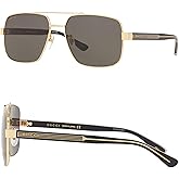 Gucci GG0529S Lettering Logo Square-Shaped Non-Polarized Sunglasses for Men – Includes Luxury Eyewear Kit – Gold Frame with Gray Lens