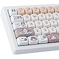 TYRIXKI PBT Keycaps 143 Keys Cute Keycaps Dye-Sublimation Kitty-cat Keycaps Set MOA Profile Custom Keycaps for Cherry Gateron MX Swithes Mechanical Keyboards