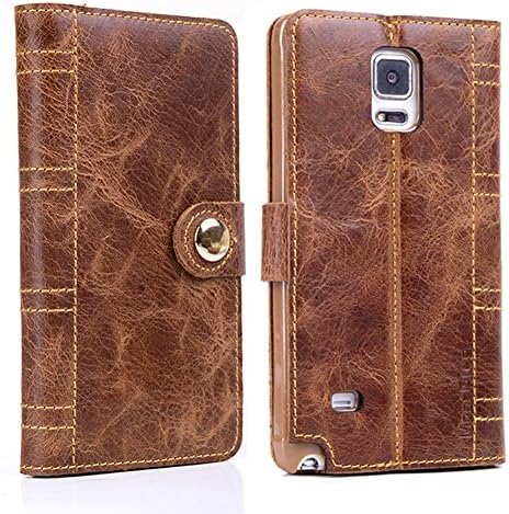 Note4 Leather Case ,Mossgreg 5 in 1 Genuine Handmade Leather Case for Samsung Galaxy Note4 N910 Case (Note4 Classic Brown)