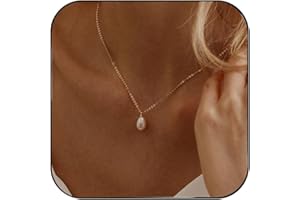 HAYOPI Pearl Necklace for Women Trendy,14k Gold Plated Necklace Dainty Wedding Necklace Small Cute Choker Necklace Beaded Lariat Drop Necklace Vintage Waterproof Jewelry for Women Gold Jewelry Fashion Gifts