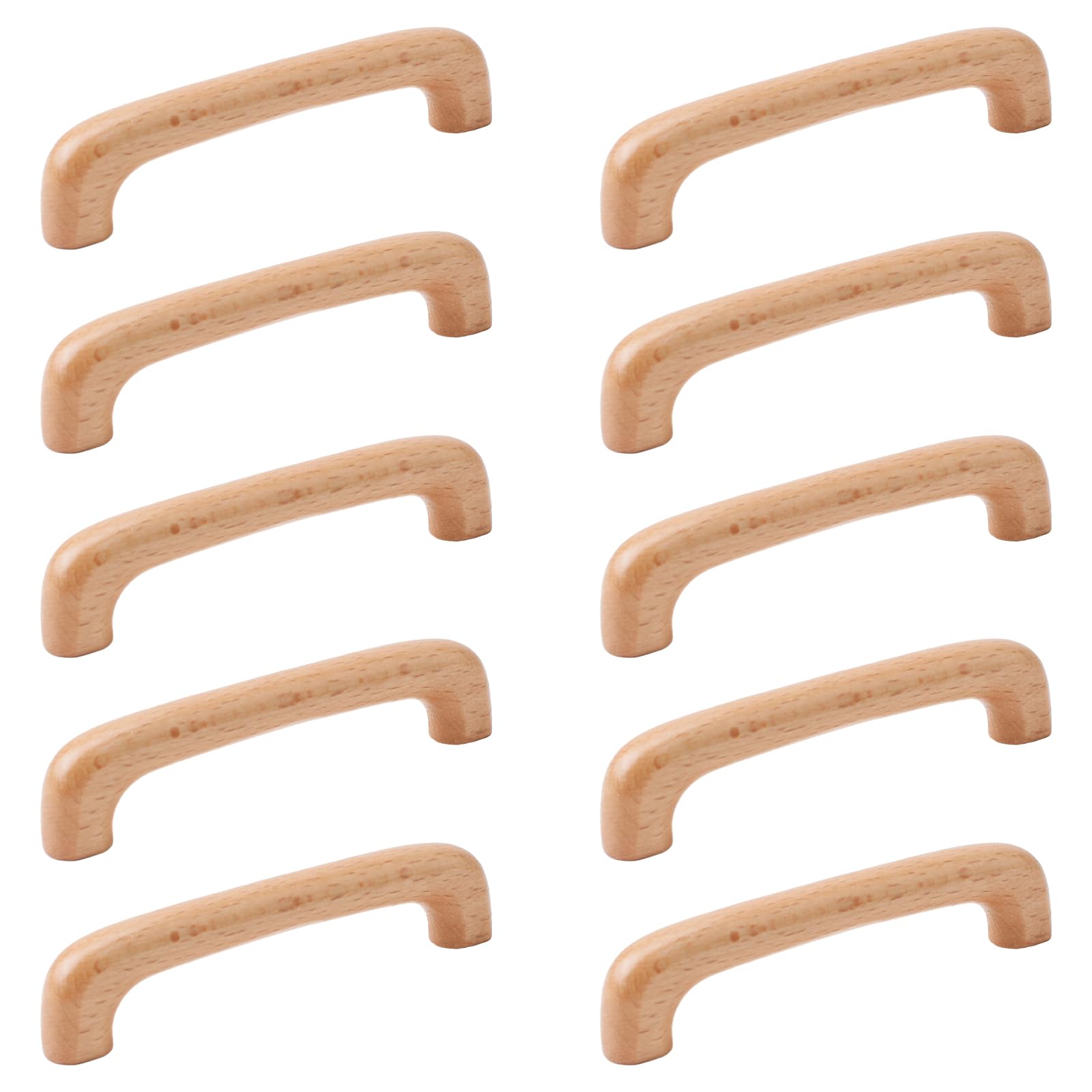 MOROBOR Wooden Cabinet Handles Solid Wooden Drawer Pull 96mm Hole Centers U-Shaped Cabinet Hardware Pull for Bedroom Bathroom Kitchen Cabinets Door- 10 Pack — image 1