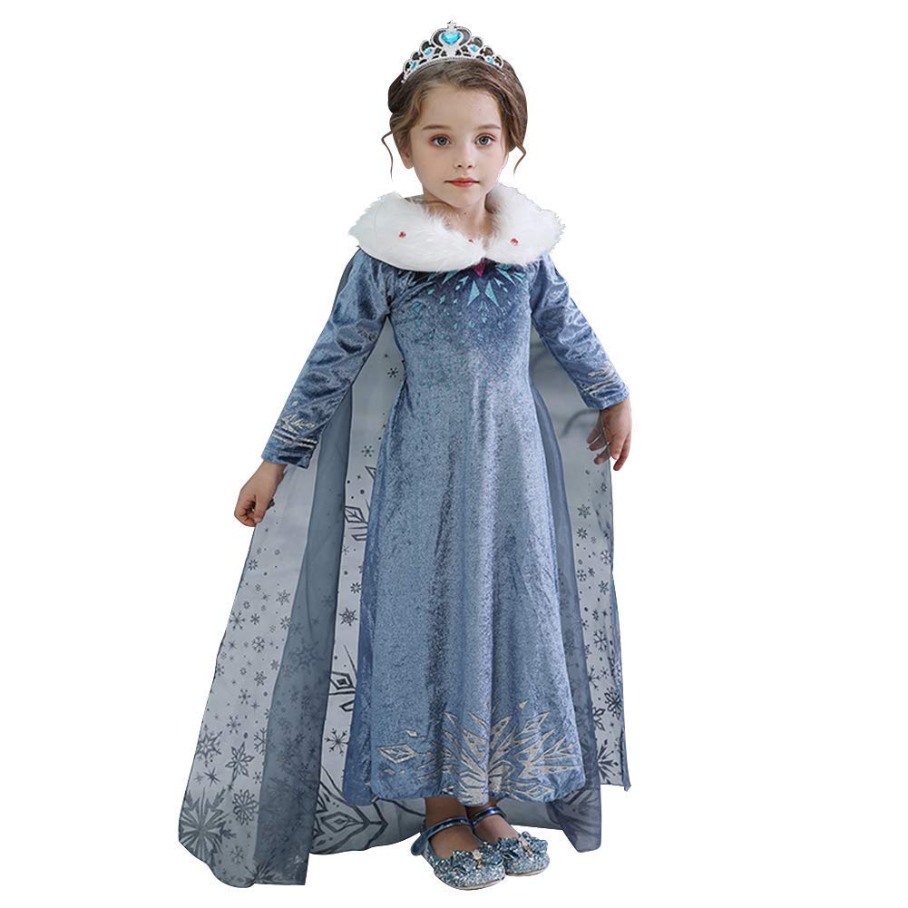 IWEMEK Girls Fancy Dress Elsa Costume Princess Anna Dress Up Kids Snow Queen Cosplay Halloween Christmas Carnival Costumes Party Outfits Clothes 01 7-8 Years