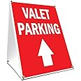A-Frame Sidewalk Valet Parking with Up Arrow Sign with Graphics On Each Side | 18" X 24" Print Size