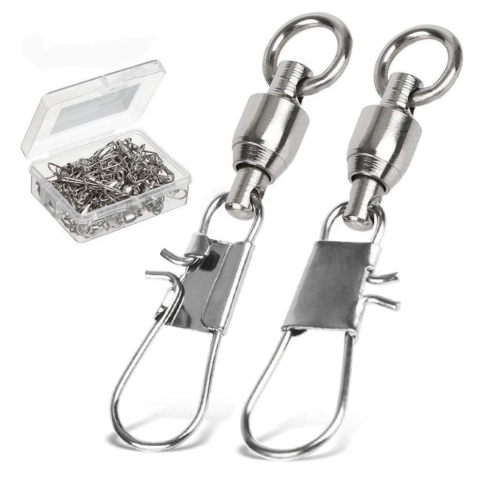 9Tong Fishing Swivels with Interlock Snap Ball Bearing Swivels Fishing Snap Swivels Saltwater Freshwater Fishing Tackle Leader Lure Jigs Line Fishing Connector 25pcs 20lbs