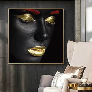 mmzki Bolsas de Lona para Decorar Labios Dorados África Mujer Negra
