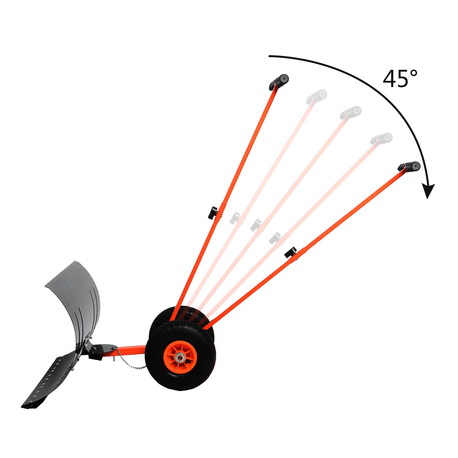 Ohuhu Adjustable Wheeled Snow Shovel Pusher, Rolling Snow Plow Shovels