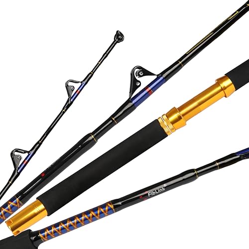 Roller Rod Fiblink 1 Piece Saltwater Offshore Trolling Rod Heavy Roller Rod Big ...
