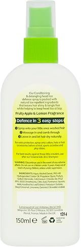 Vosene Kids Apple Lemon Head Lice Defence Spray 150ml Natural Detangler view 2
