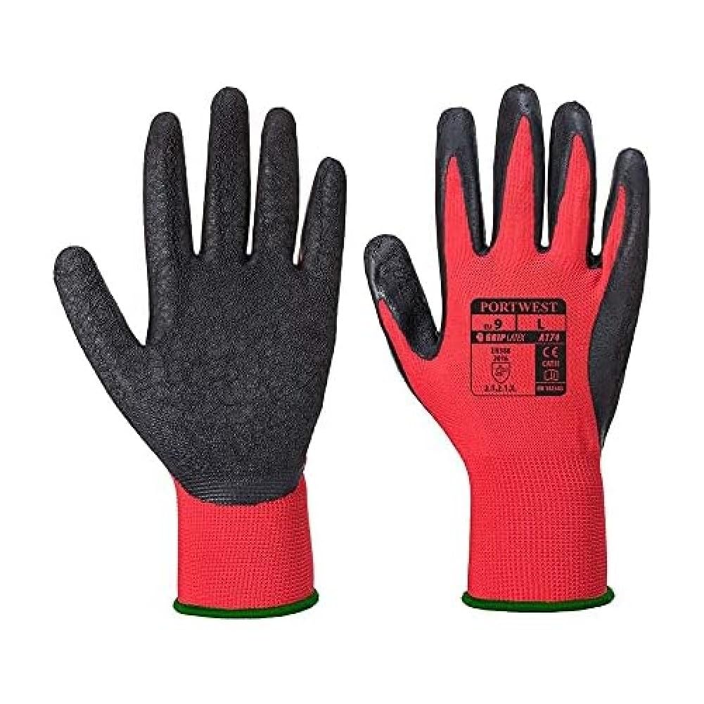 Portwest Flex Grip Latex Glove, Size: XXL, Colour: Red/Black, A174R8RXXL