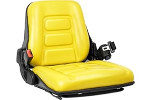 TICSEA Universal Tractor Seat with Retractable Seatbelt, Adjustable Angle Back, and Micro Switch and Slide for Lawnmower, Boats, Forklifts, Excavator Skid Loader Backhoe Dozer Telehandler