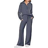 ANRABESS Women 2 Piece Outfits 2025 Fall Fashion Airport Wide Leg Pants Lounge Set Leisure Travel Vacation Clothes Sweatsuits