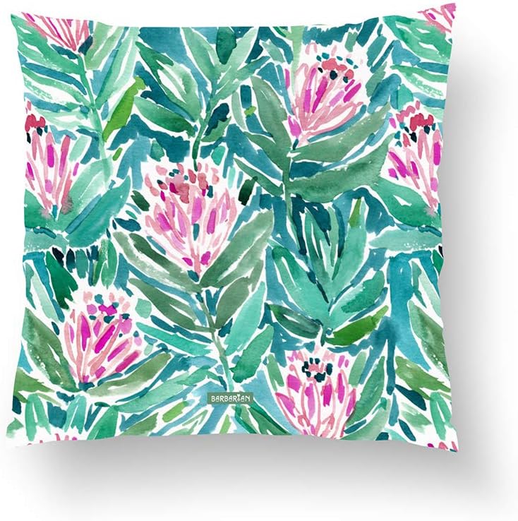 Zippered Pillow Covers Pillowcases One Side 20x20 inch Protea Paradise Tropical Floral Watercolor Pillow Cases Cushion Cover for Home Sofa Bedding