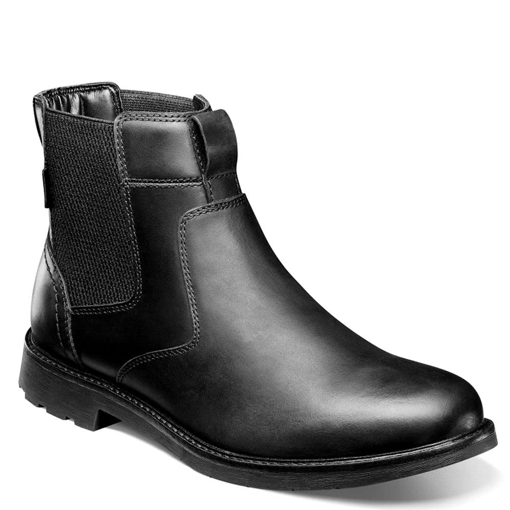 Photo 1 of Nunn Bush Men's 1912 Plain Toe Chelsea Leather Pull On Boot with Scotchguard Defender, Black, 10 Wide