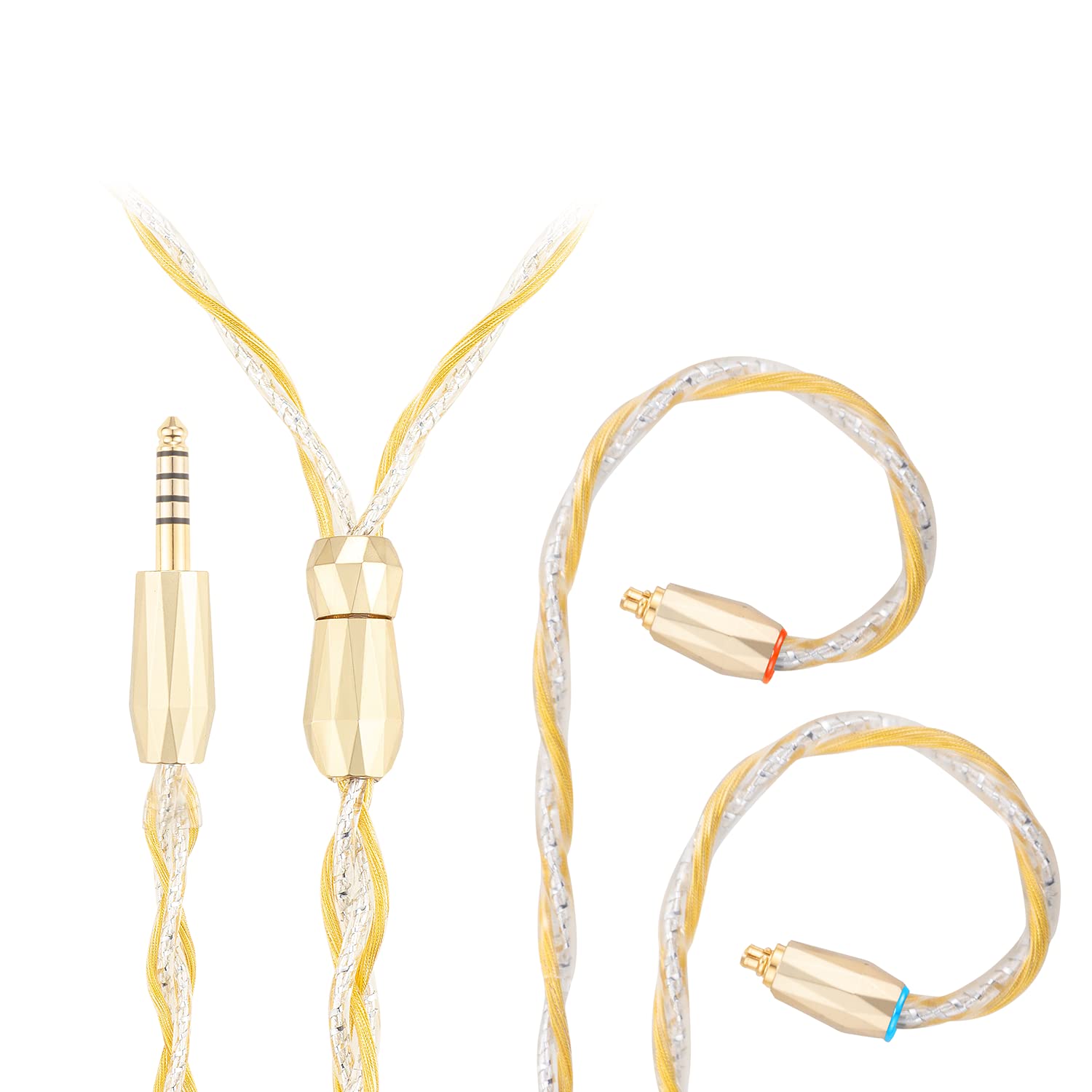 Photo 1 of SYRNARN MMCX 4.4mm Balanced Cable, 7N high Conductivity Copper, 6N Silver Coated OCC, 4.4mm with MMCX, Compatible with Dunu TITAN6, DK3001Pro, DK4001, IE600, IE900, AKG N5005, Hi-Res Audio Tangle-Free