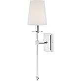 Savoy House 9-302-1-109 Monroe Bohemian Vintage Soft White Fabric Wall Sconce, 1-Light 60 Watt, 20" H x 5" W, Polished Nickel