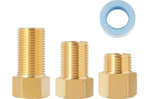 SUNGATOR 1/2" Male × 1/2'' Female Brass Pipe Extension Adapter, 1/2 Inch Brass Nipple Pipe Extension Fittings for Tub Spout/Shower, 30MM/40MM/50MM Extension 1/2'' Pipe Fittings (3 Pack)